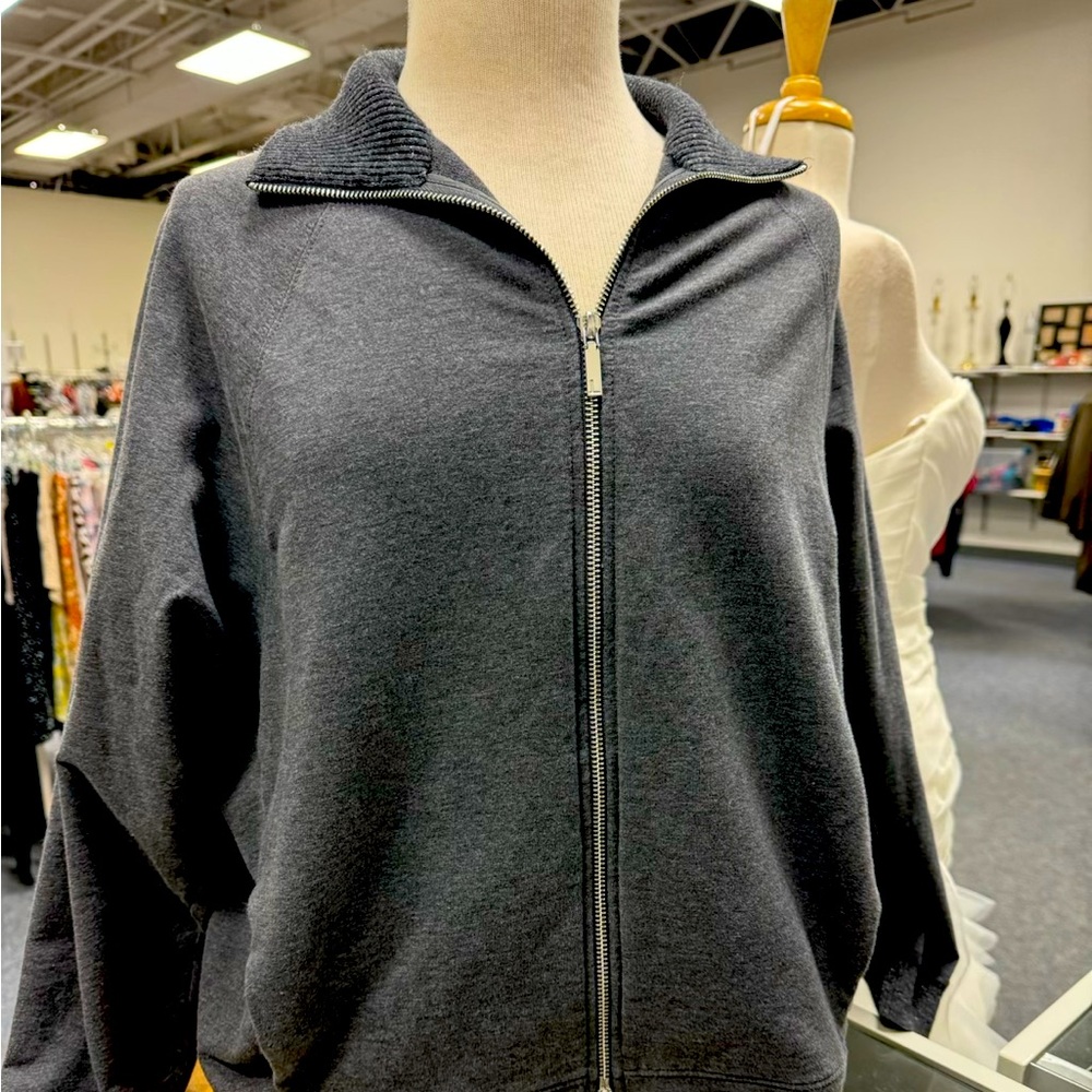 Lafayette 148 Grey Zip Up Sweatshirt material